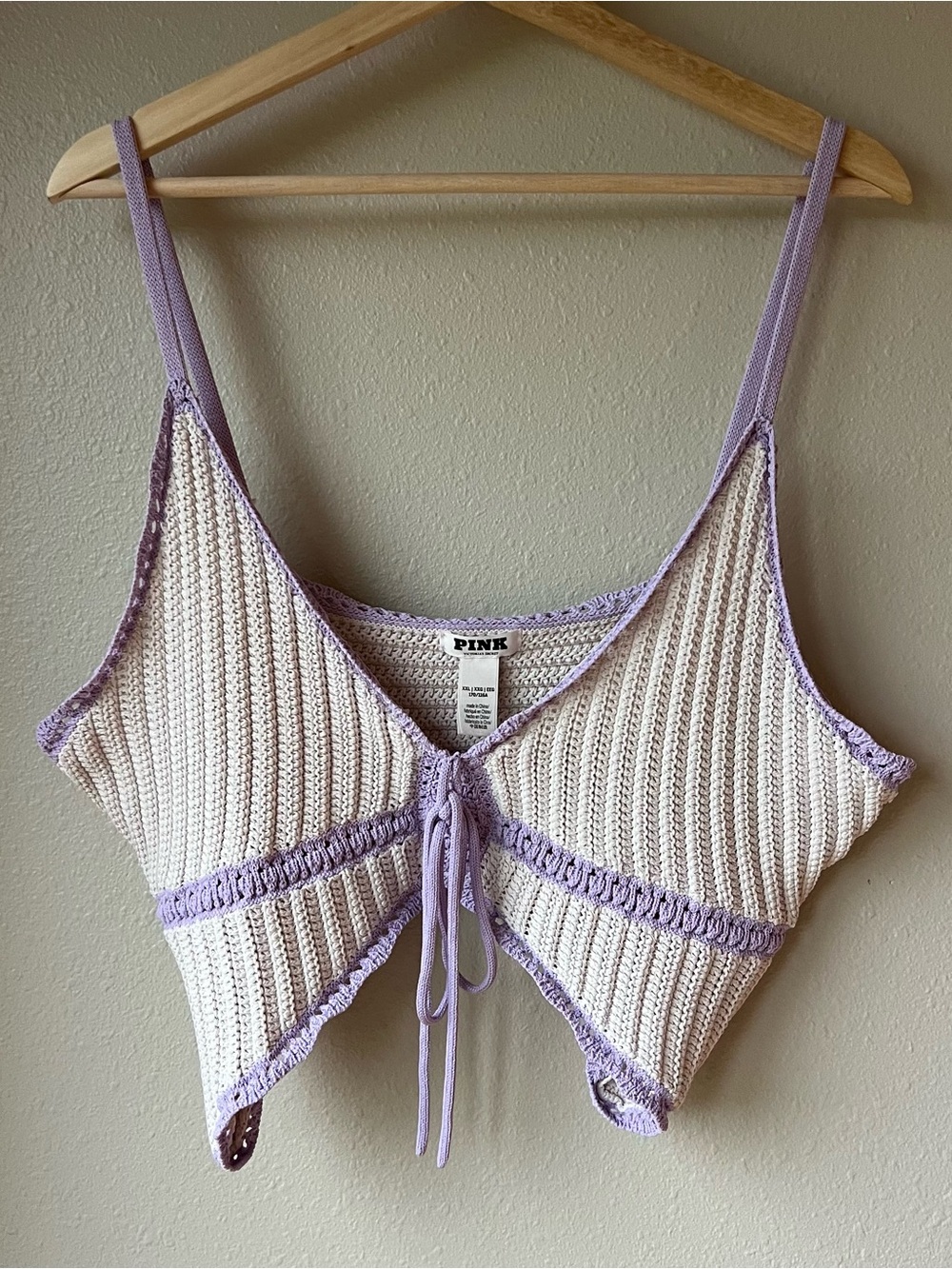 PINK VICTORIA SECRET Butterfly Top XXL Cami Crochet Cream Purple Fairy Festival